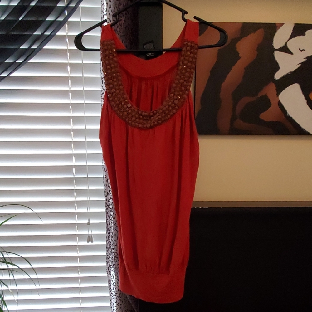 Tank top Beaded neckline Sz Med